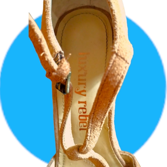 Luxury Rebel 🍒Nude Suede T-Strap 🍒 Platform Espadrille Sandals 🍒 8M - Picture 11 of 14